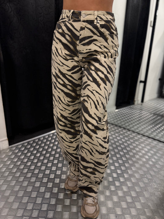 Beige zebra ballon jeans