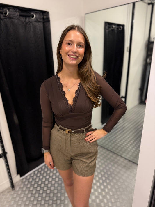 brown lace mesh body