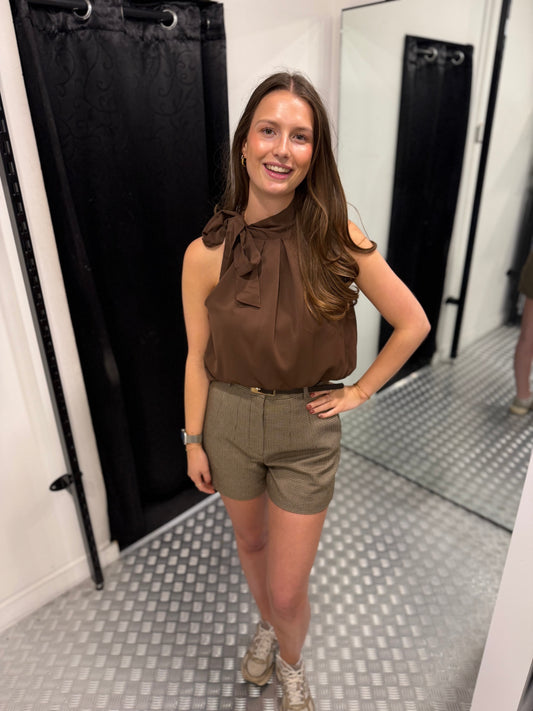Brown bow tie top
