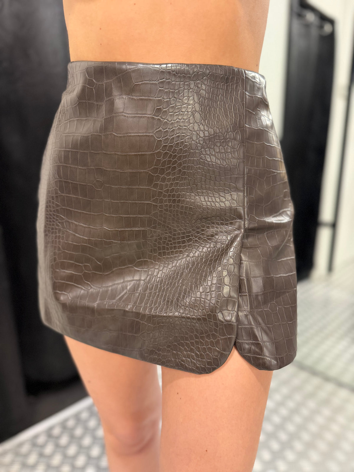 Brown snake leatherlook skort