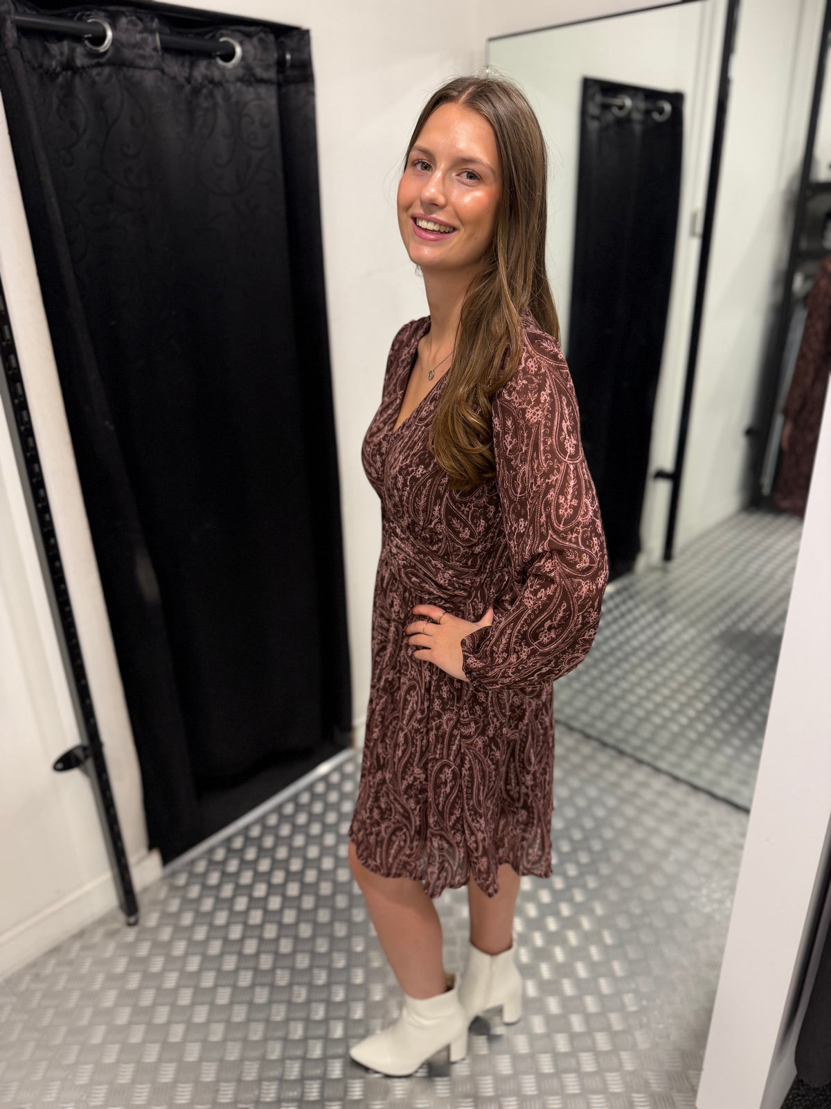 Plum paisley dress