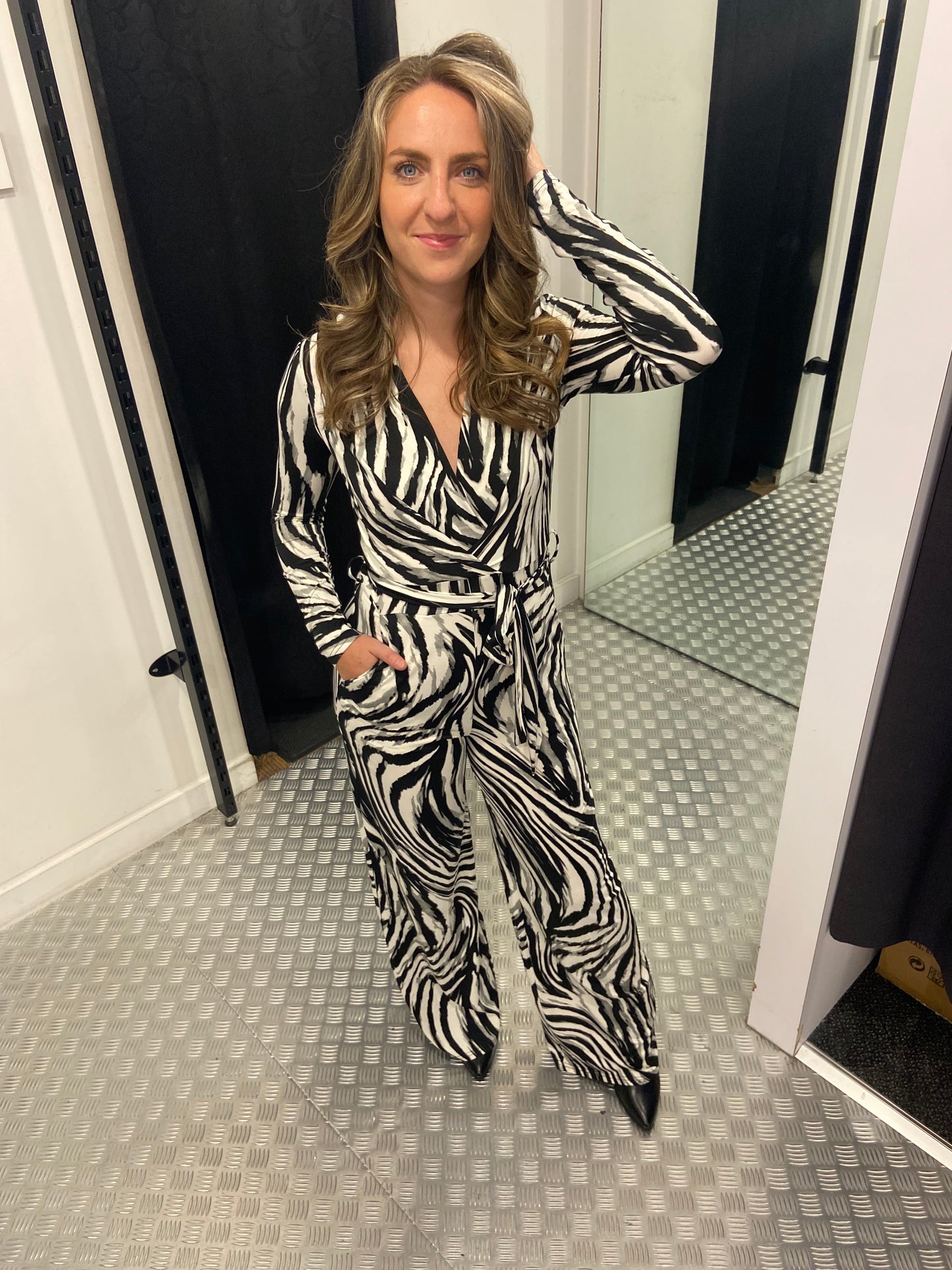 Grey zebra jumpsuit By swan