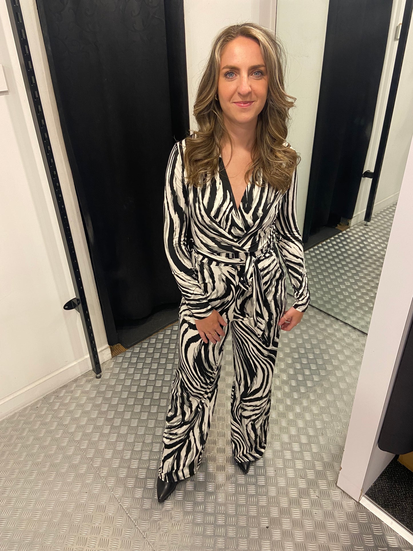 Grey zebra jumpsuit By swan