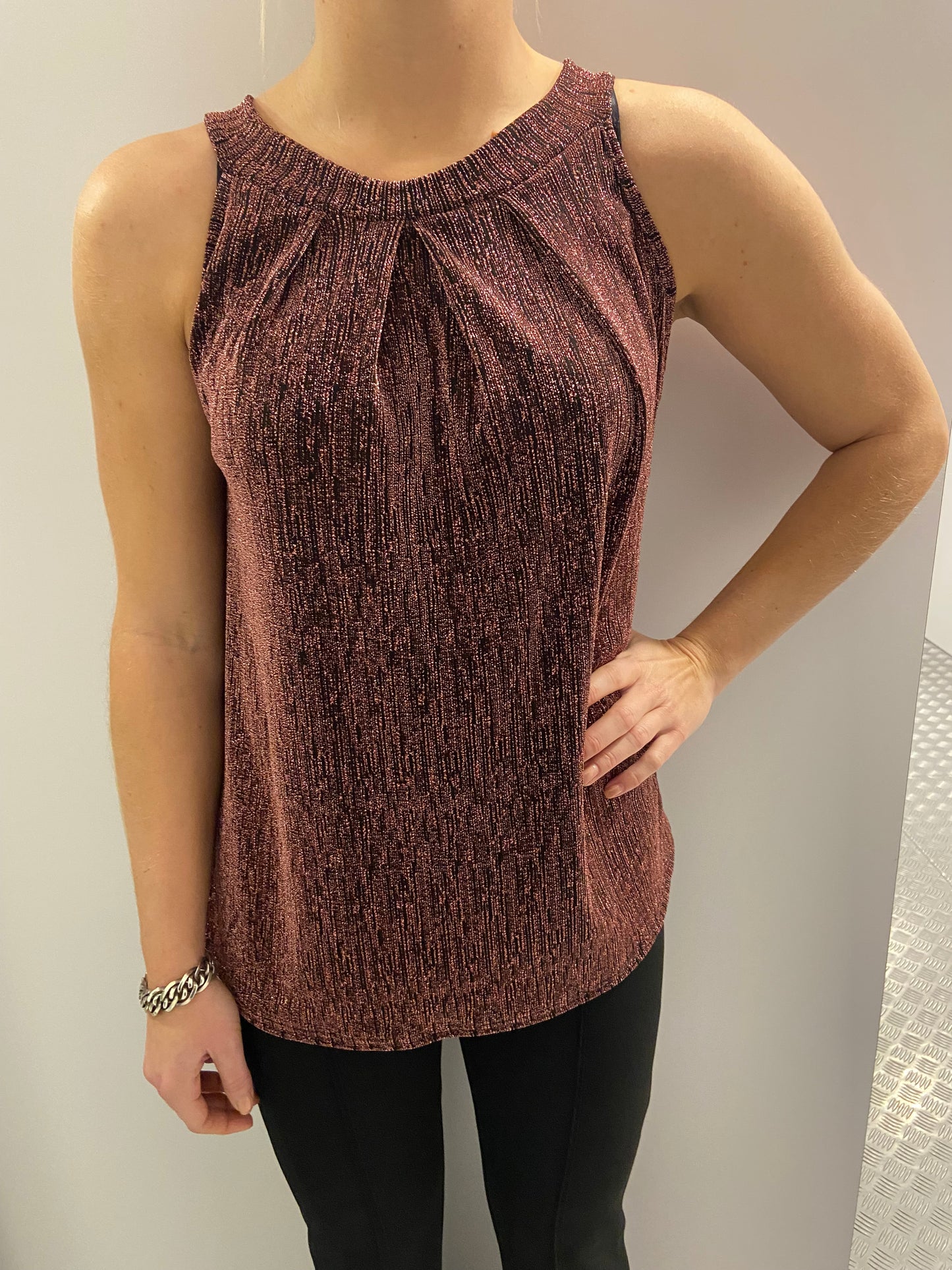 Rose glitter strik top