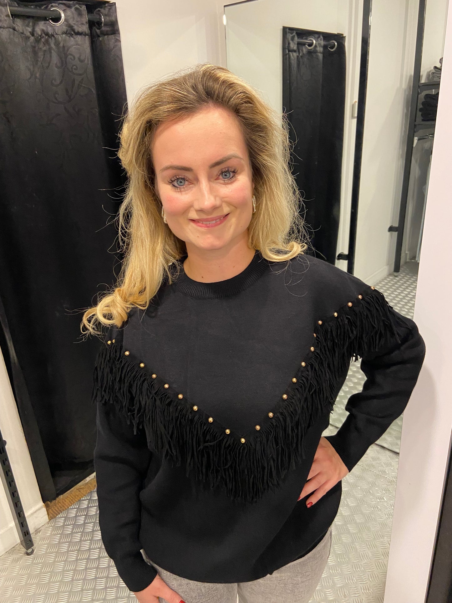 Zwarte bohemian trui