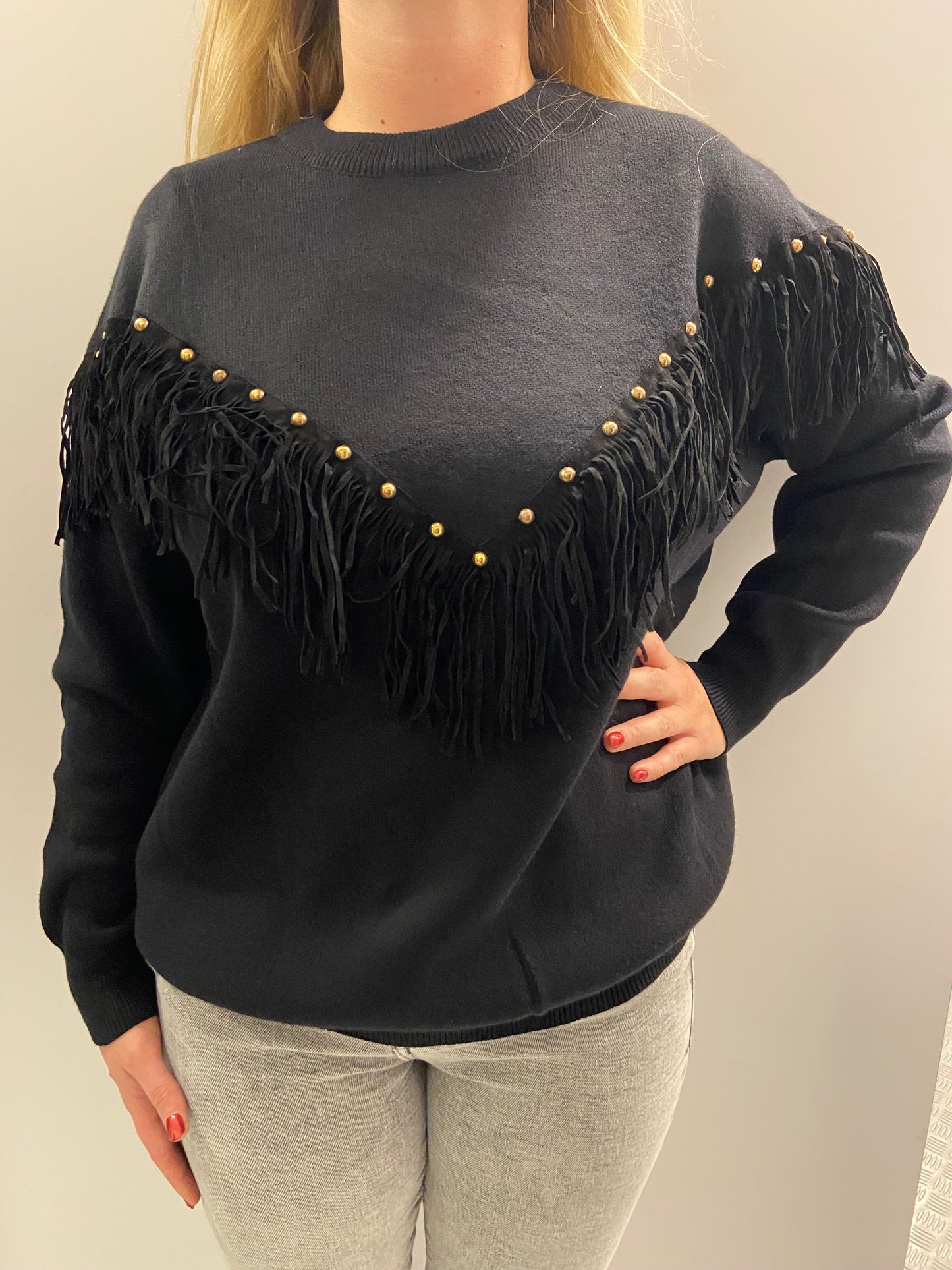 Zwarte bohemian trui