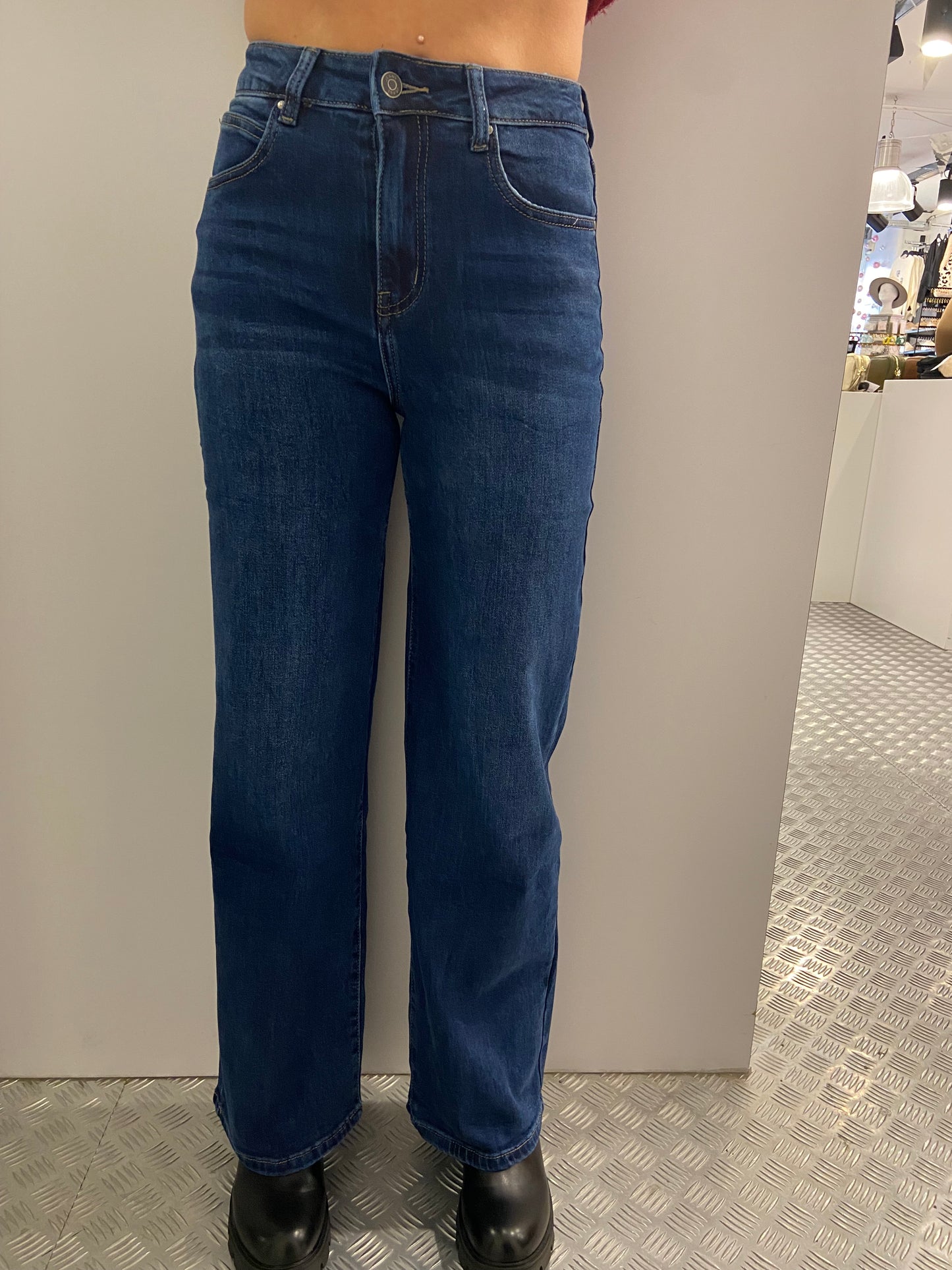 Donkerblauwe wide leg jeans HM