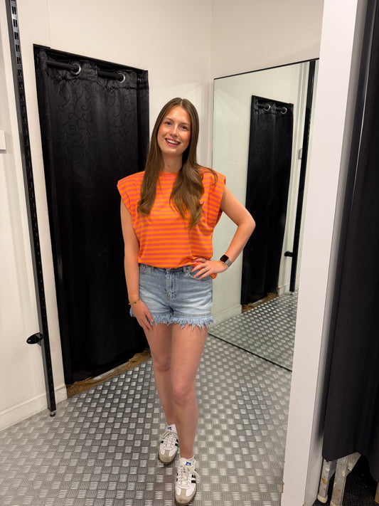 Striped top orange/pink