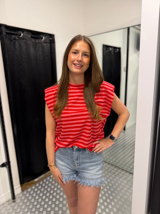 Striped top pink/red