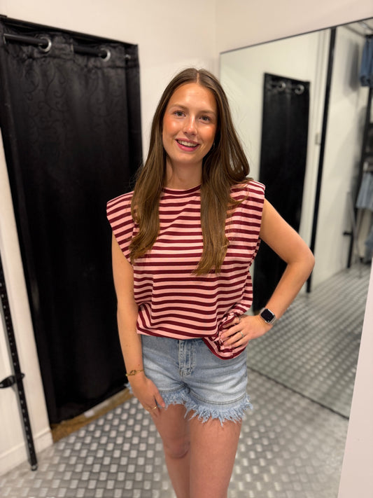 Striped top pink/bordeaux