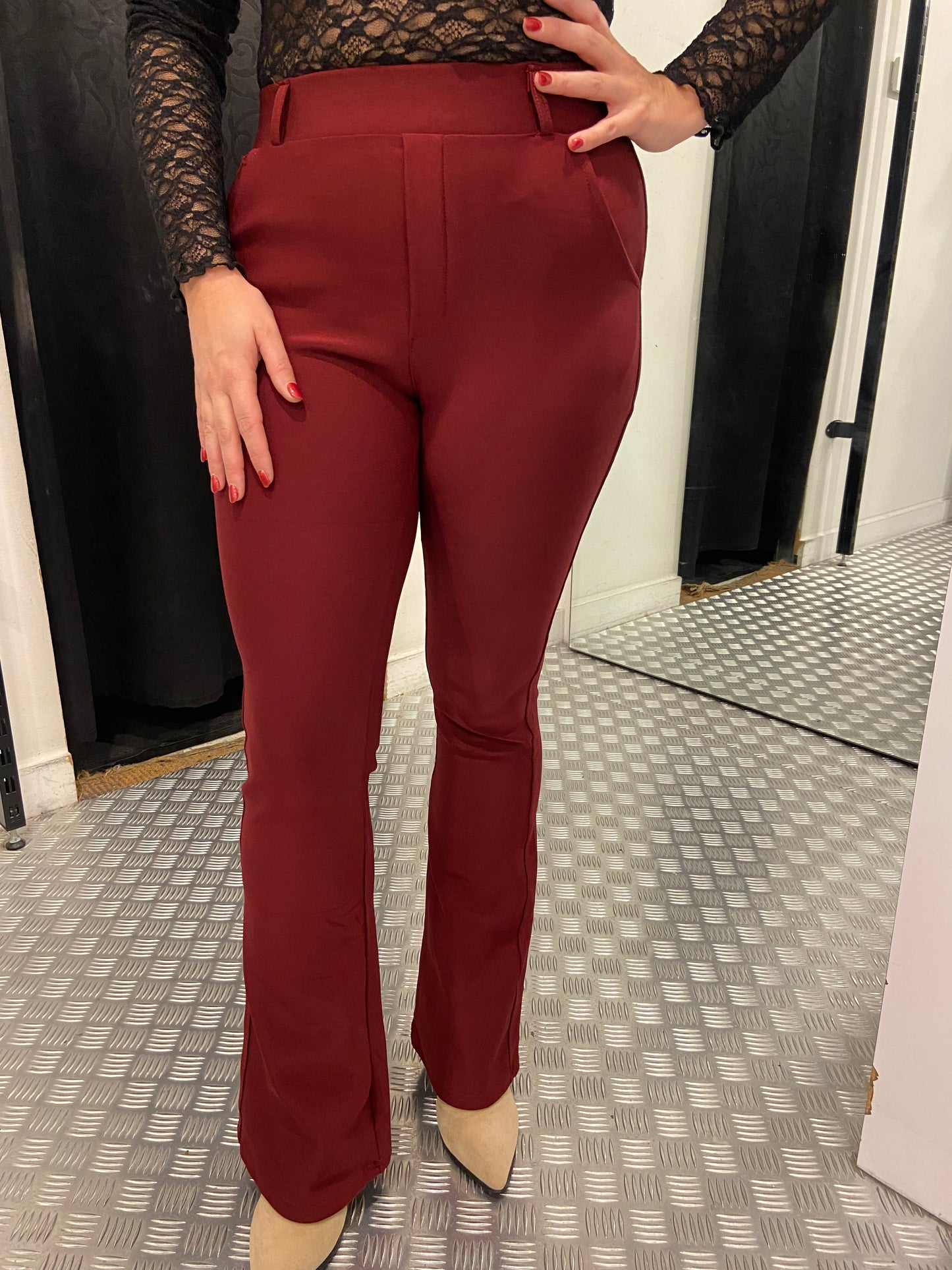 Bordeaux jogging cropped flared