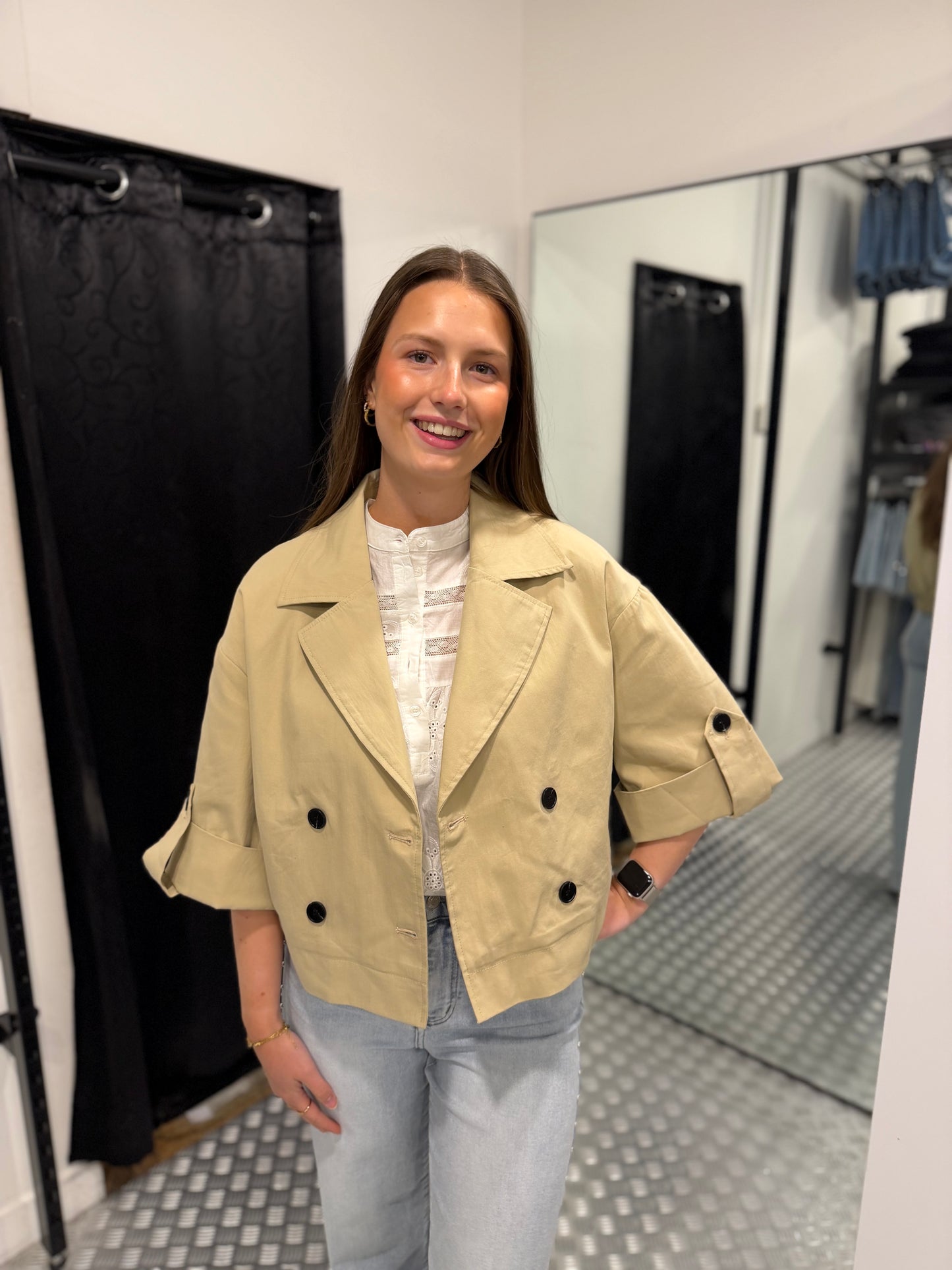 Cropped taupe sima jacket