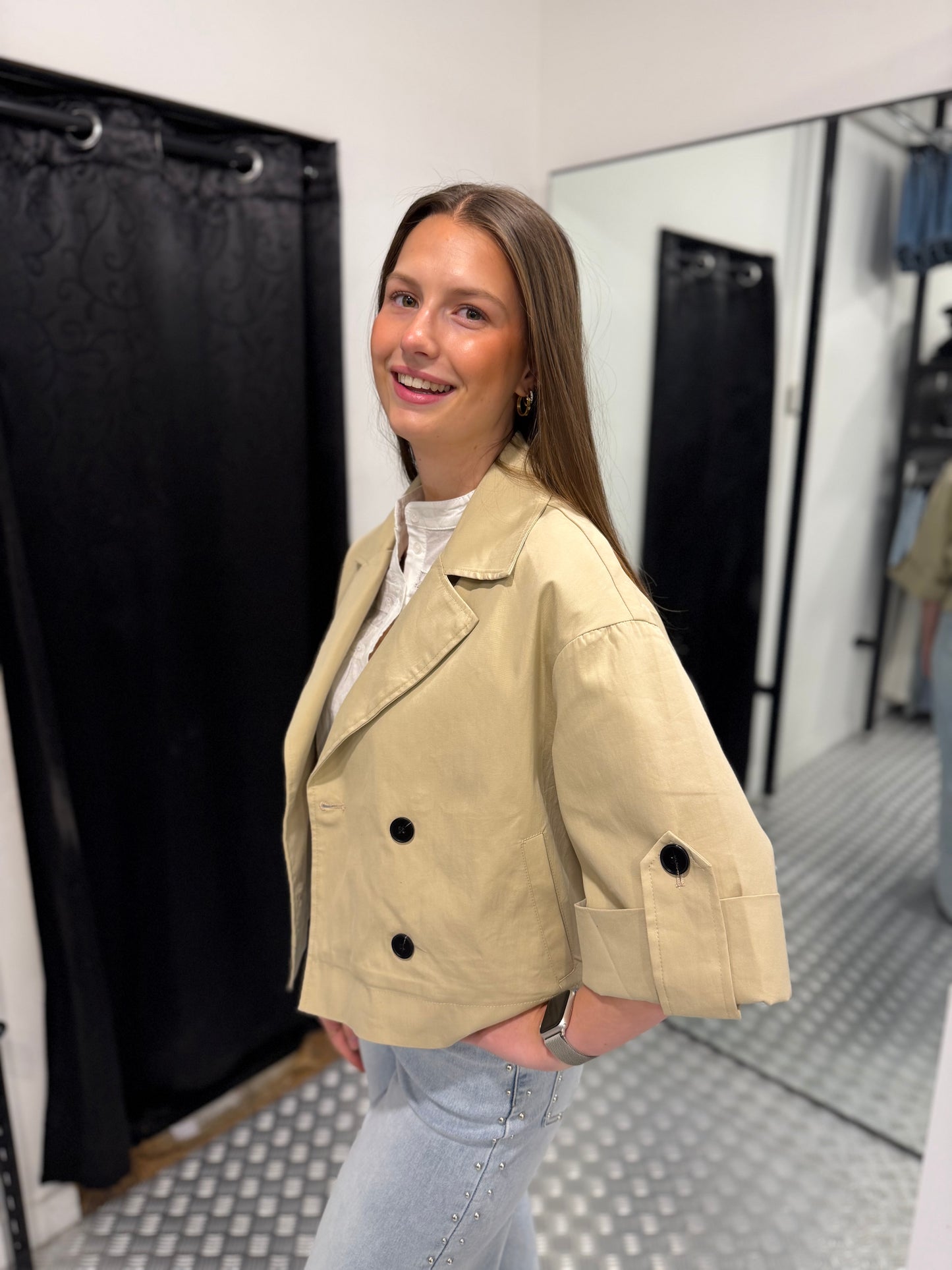 Cropped taupe sima jacket