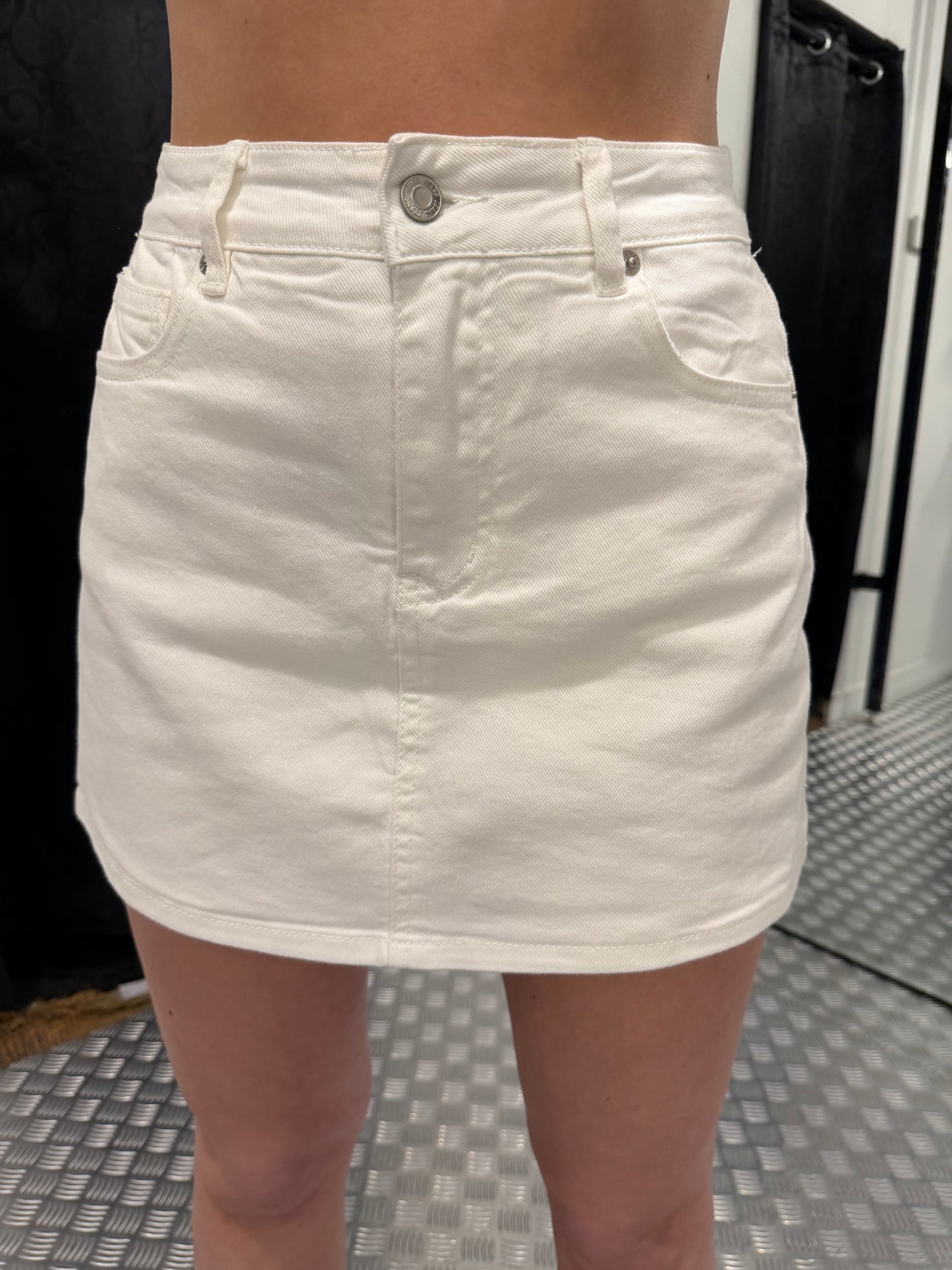 White denim skort