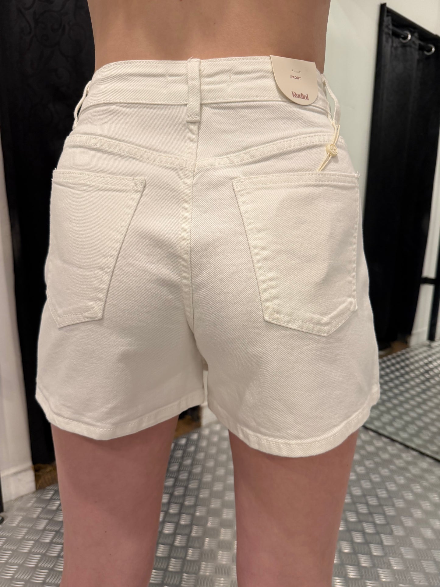 White denim skort