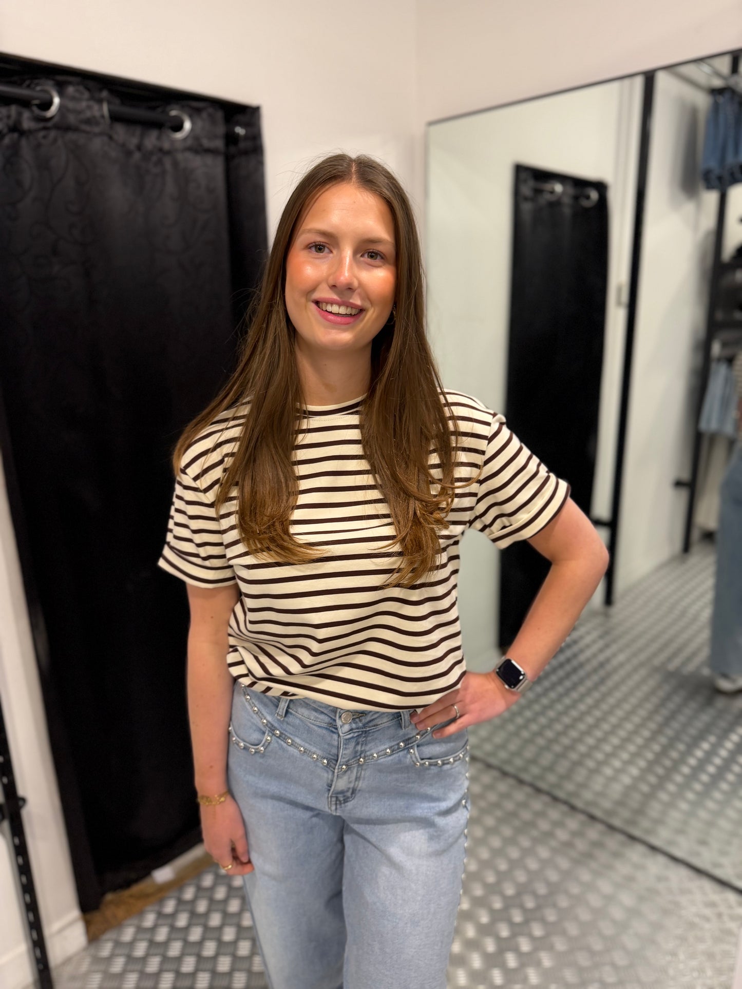 Beige striped tshirt