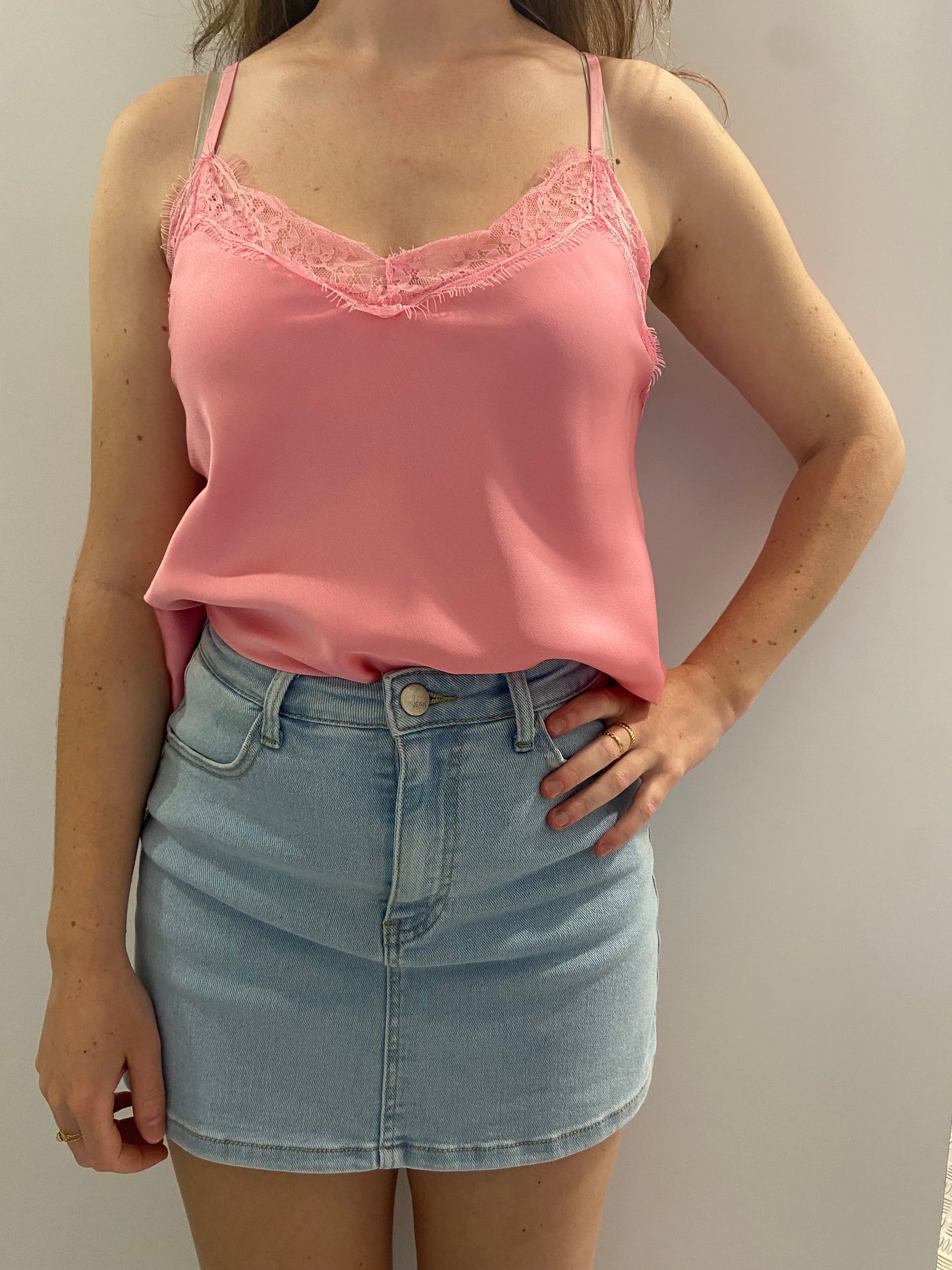 Roze top kant
