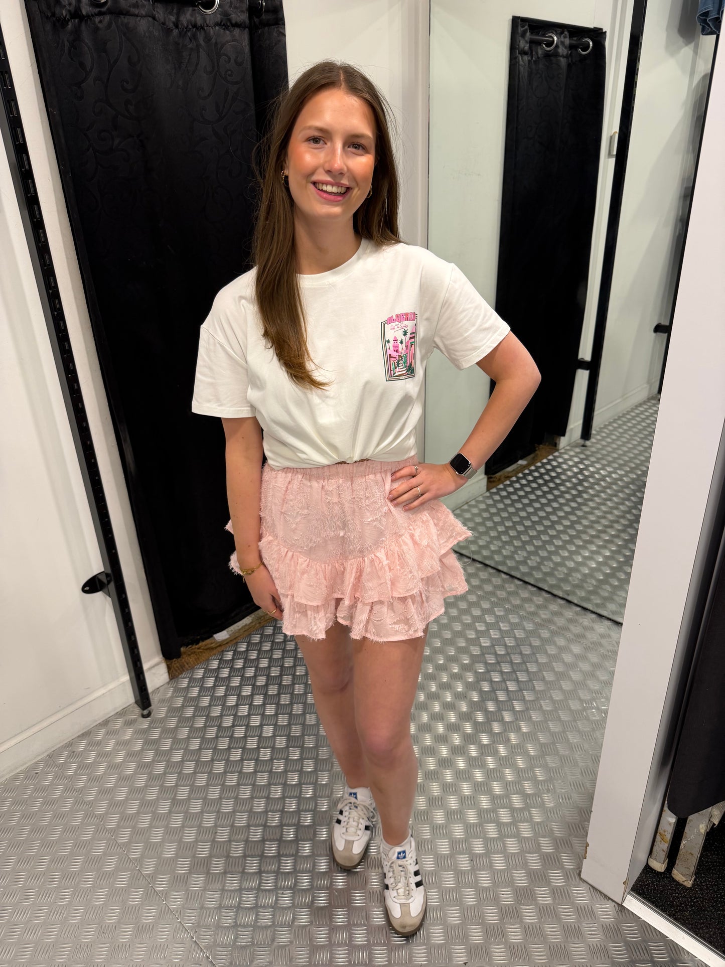 Pink ruffle fluffy skort