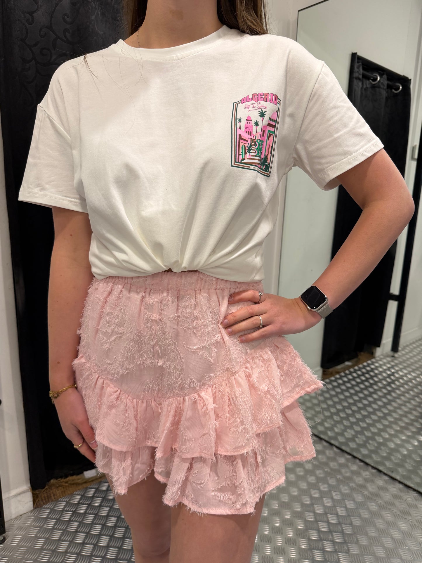 Pink ruffle fluffy skort