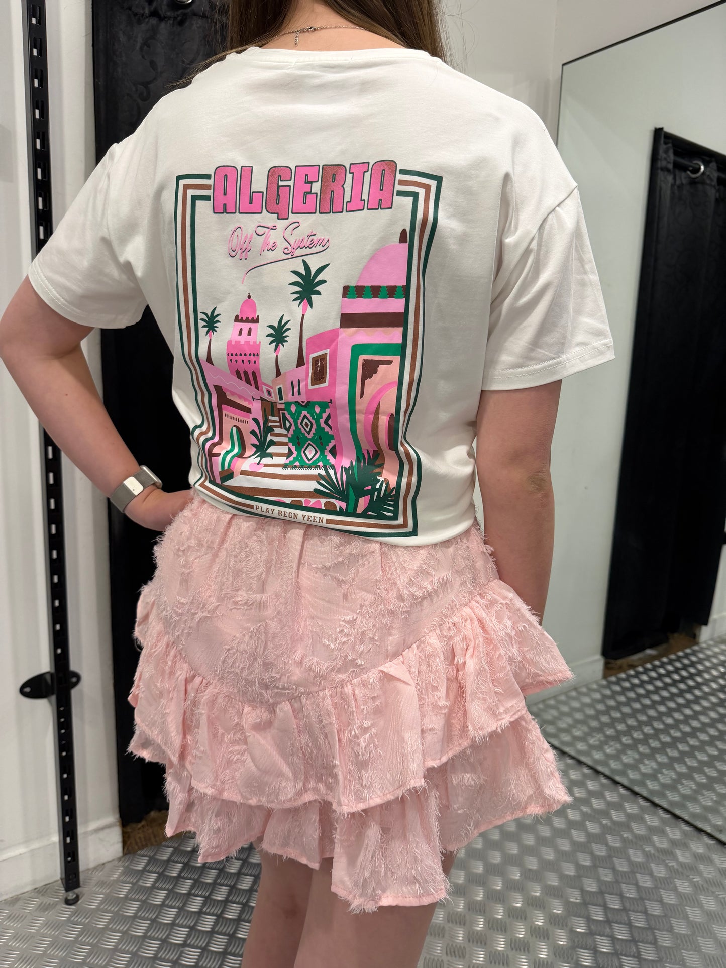 Pink ruffle fluffy skort