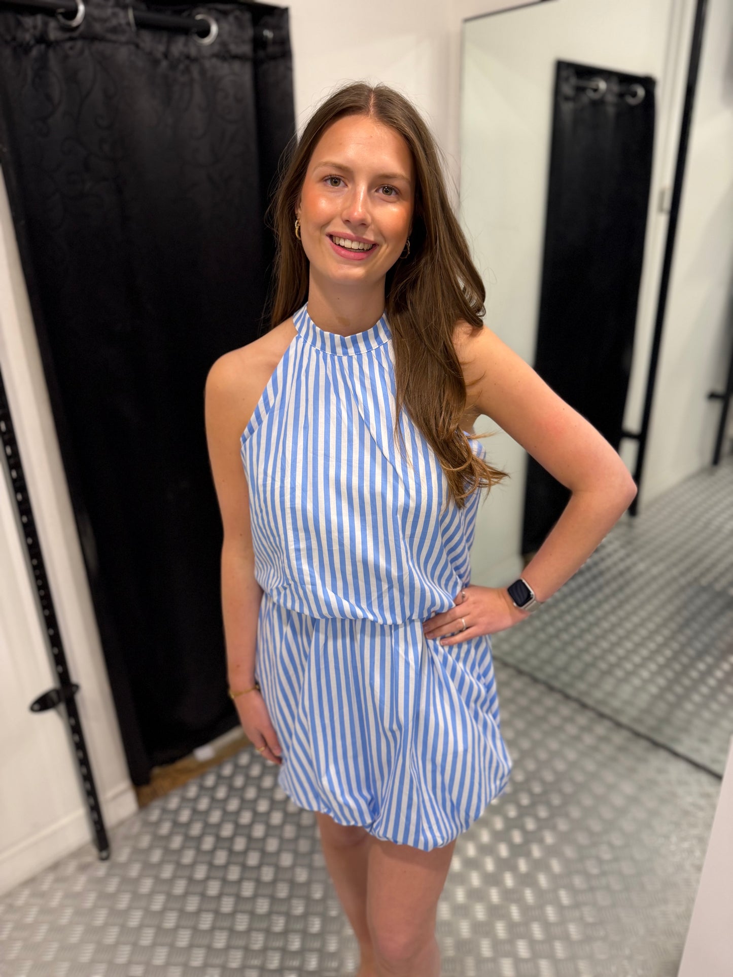 Striped cotton ballon dress