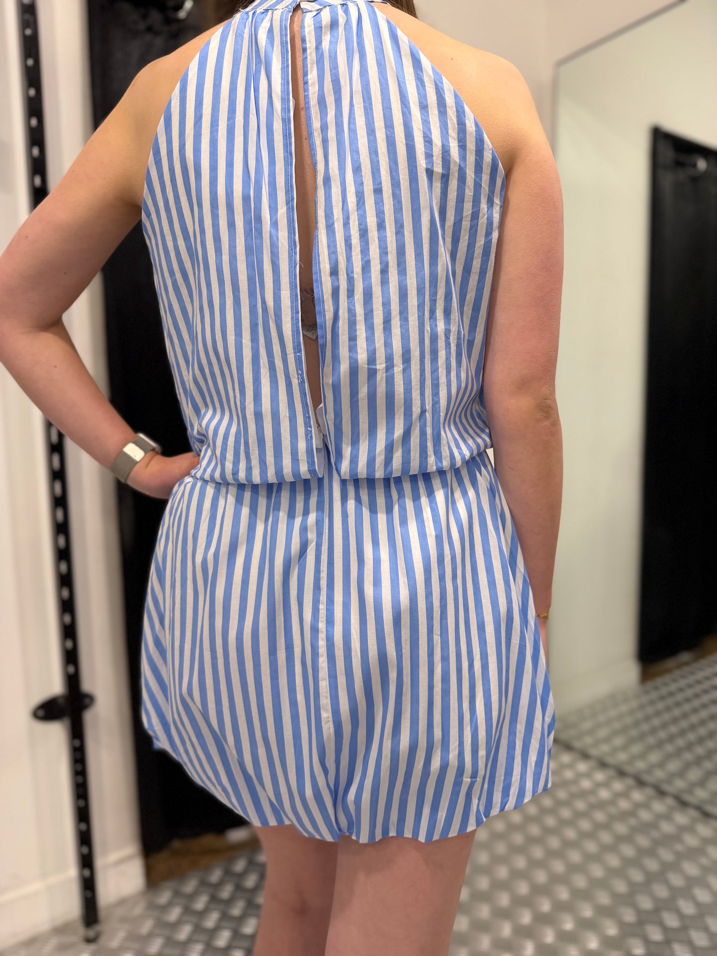 Striped cotton ballon dress