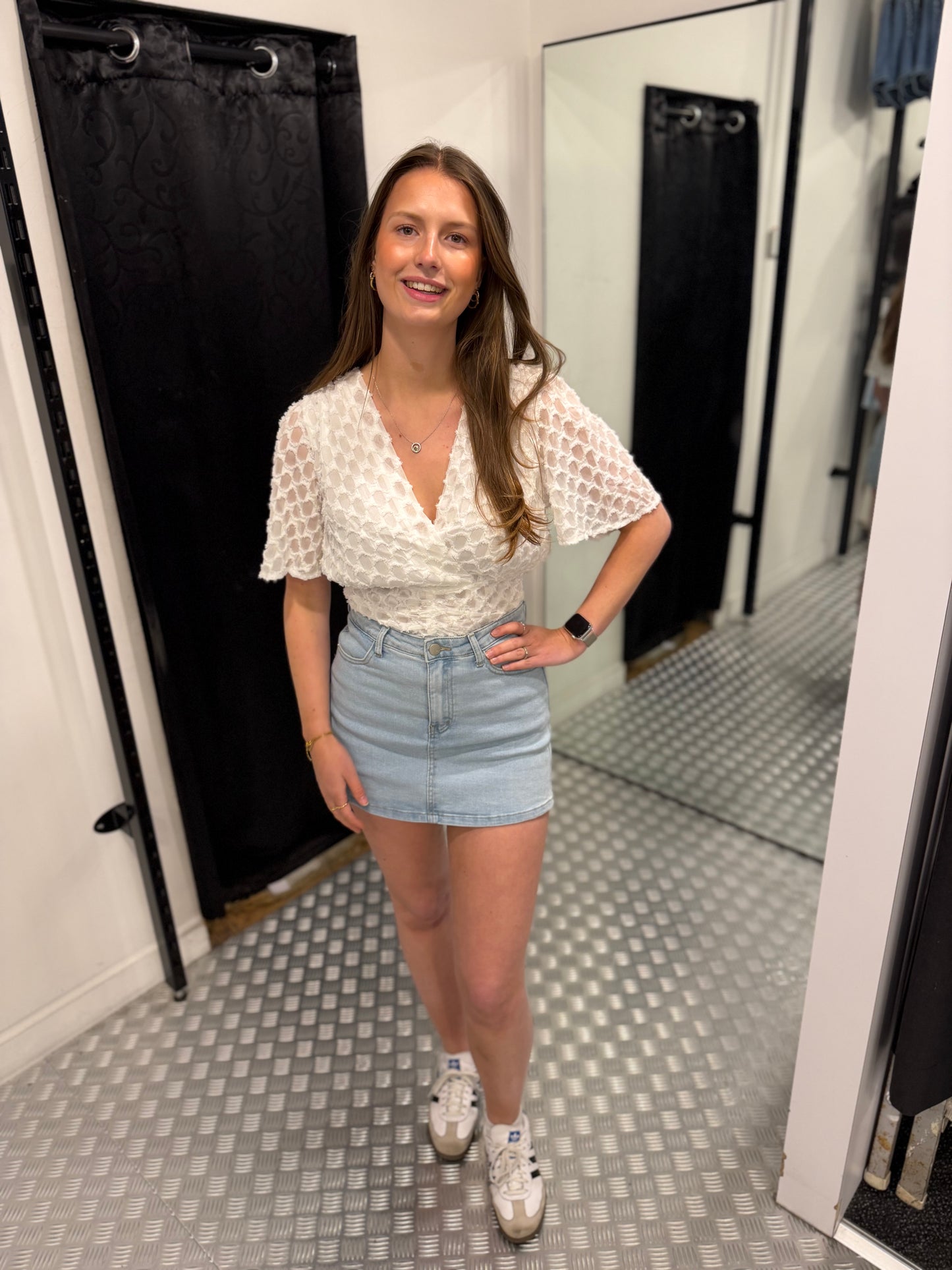 White fluffy cropped top