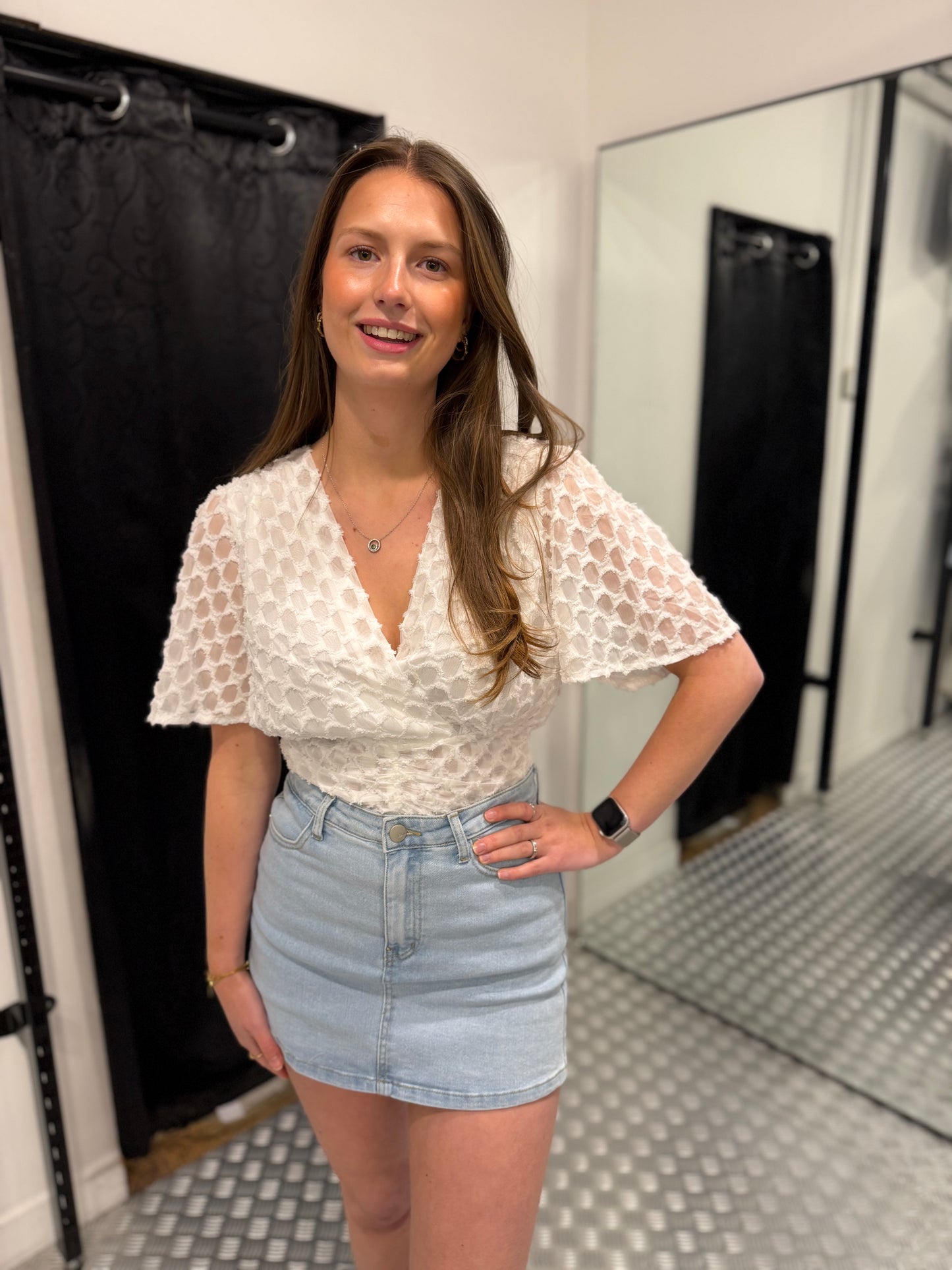 White fluffy cropped top