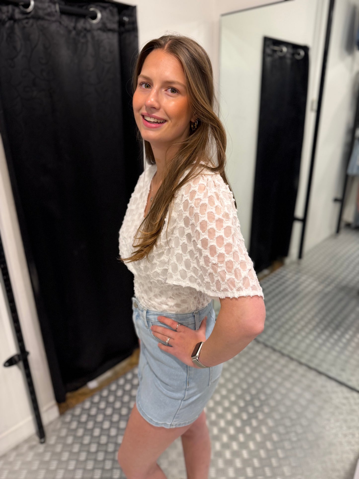 White fluffy cropped top