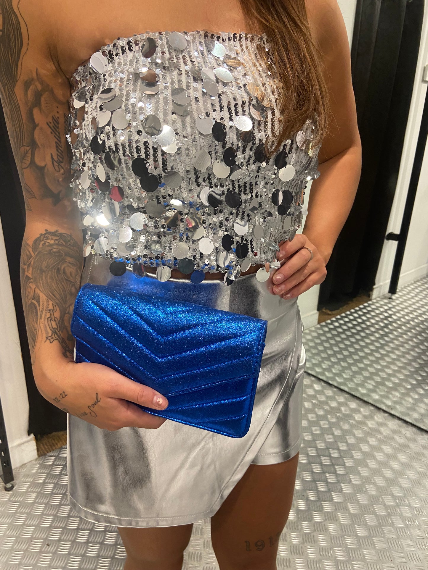 Blue party clutch