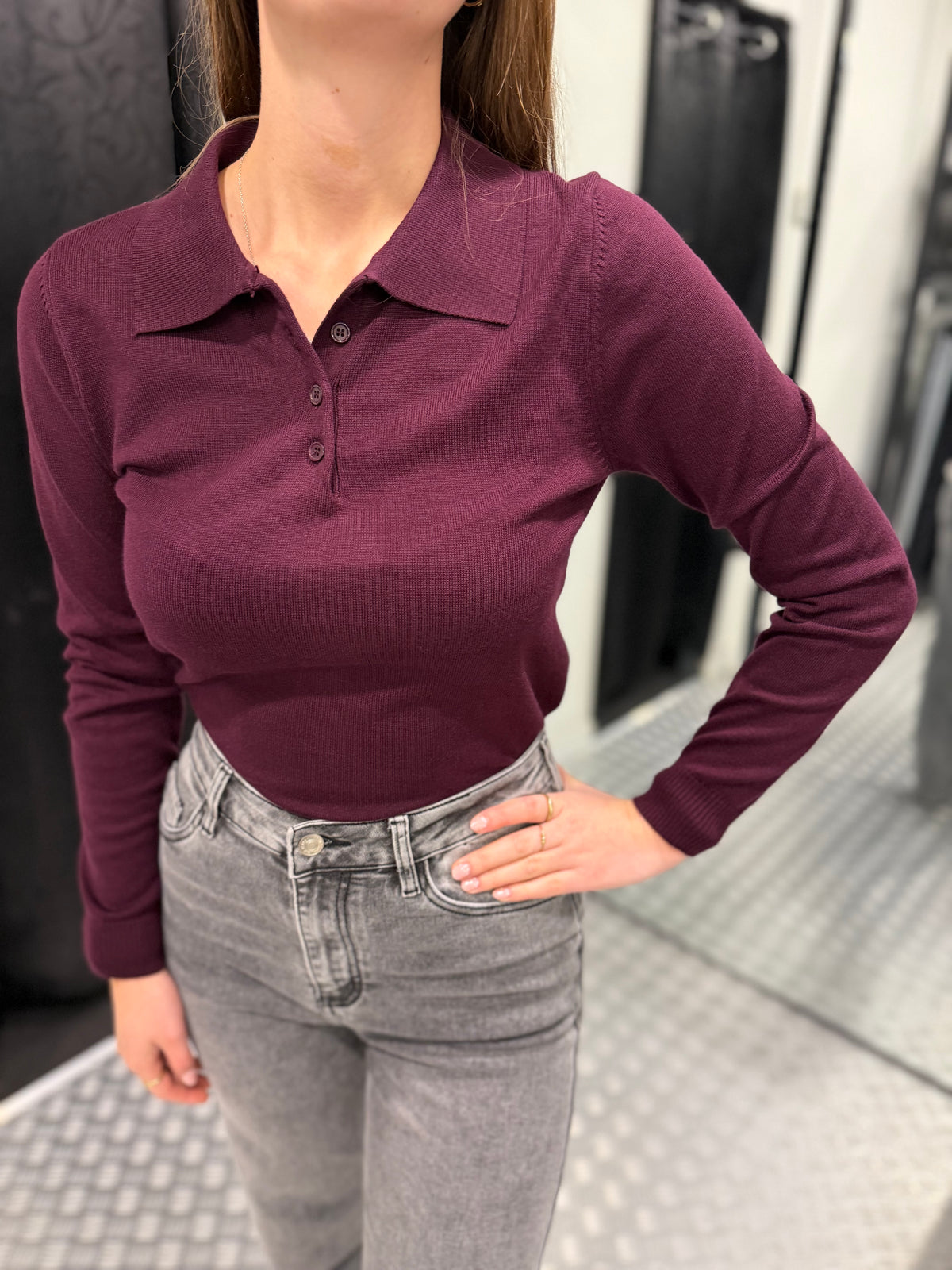 Plum polo top