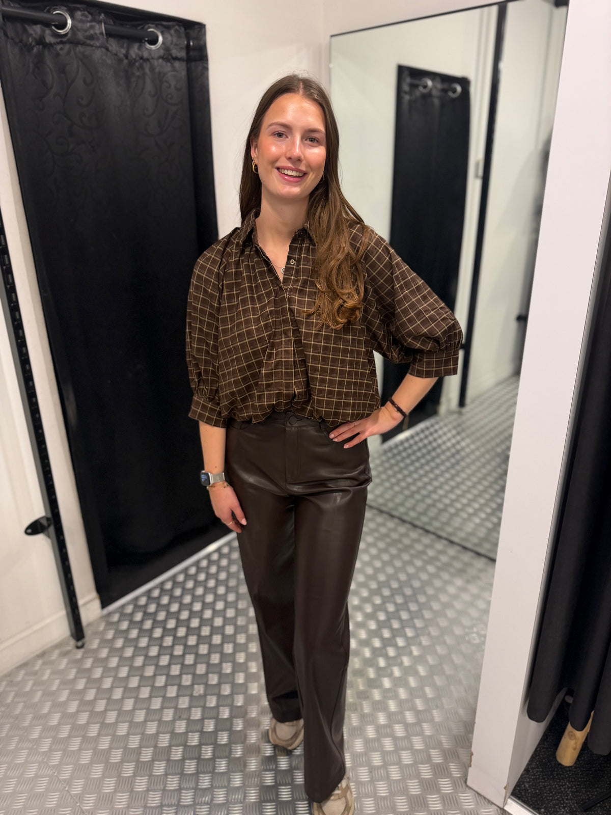 Brown cropped squared blouse