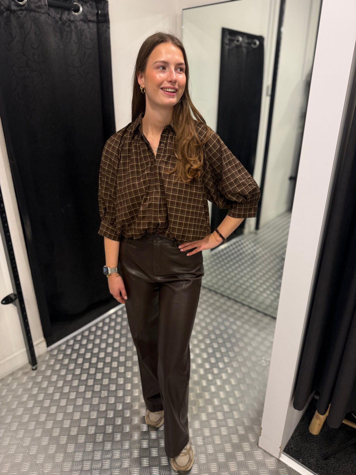 Brown cropped squared blouse