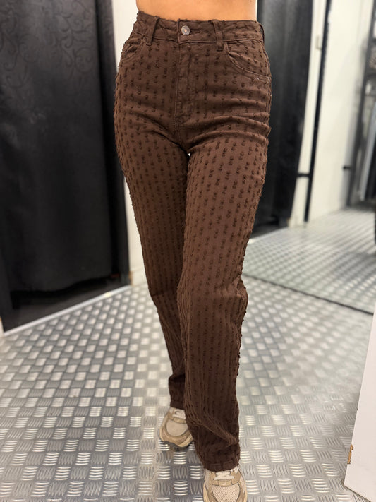 Brown strine wide leg jeans