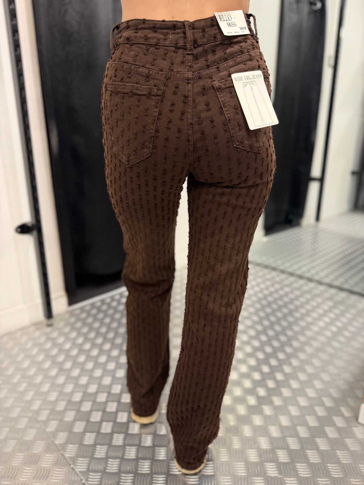 Brown strine wide leg jeans