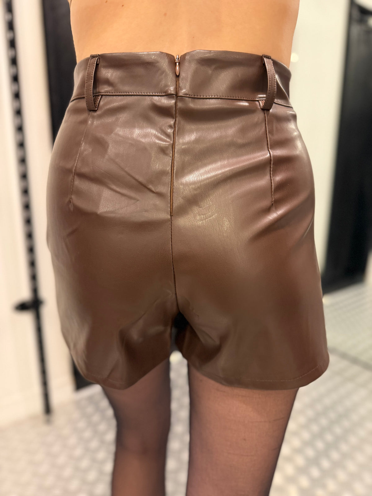 Brown leatherlook skort