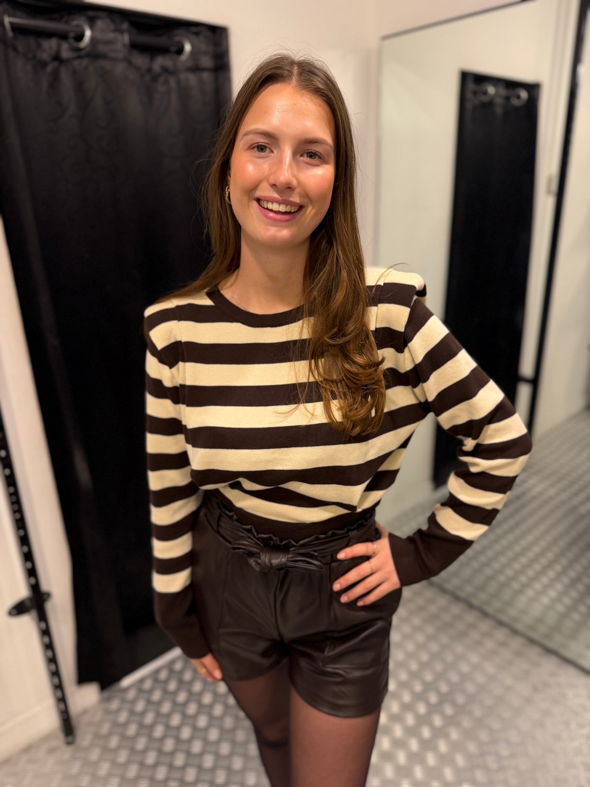 Brown striped top