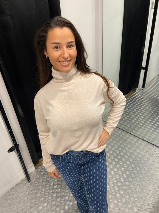 Beige top met col