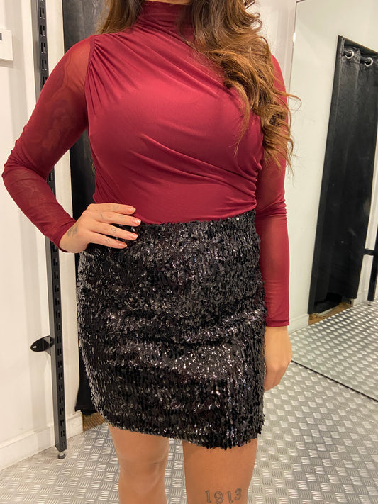 Black paillet skirt