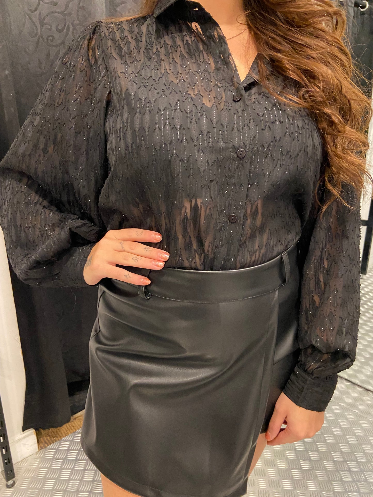 Shiny black blouse