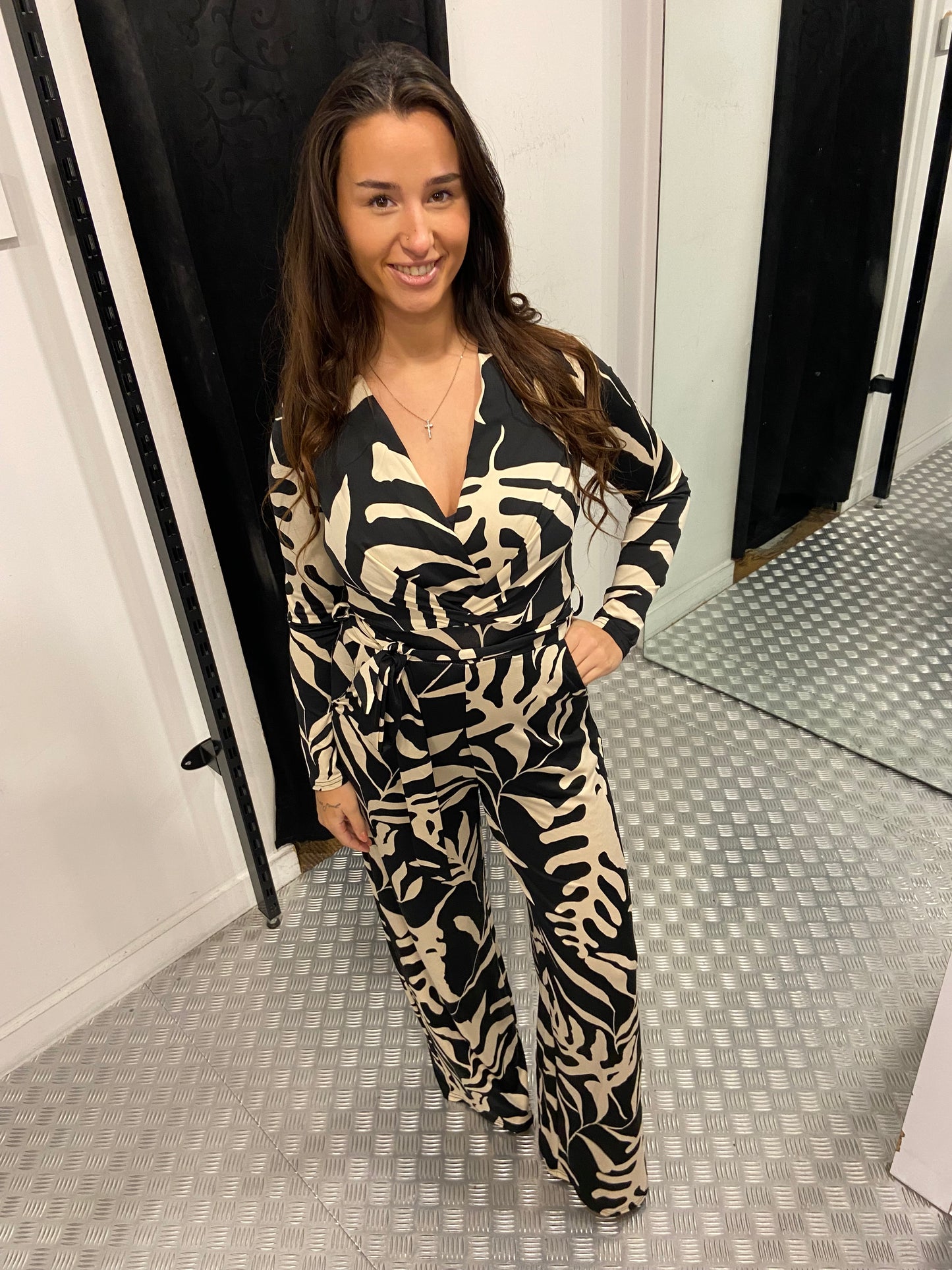 Black leaf jumpsuit by swan