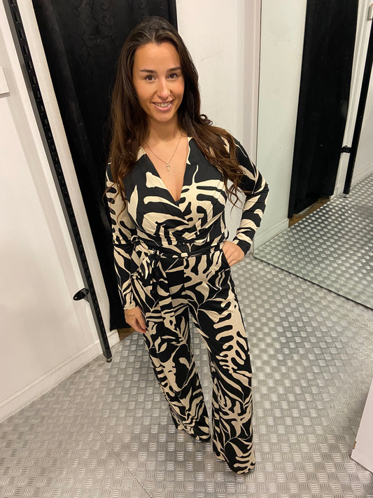 Black leaf jumpsuit by swan