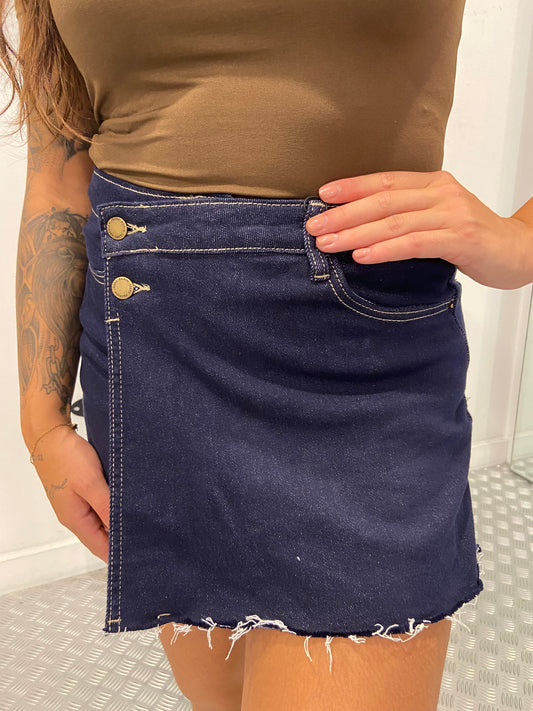 Laulia dark blue denim button skort