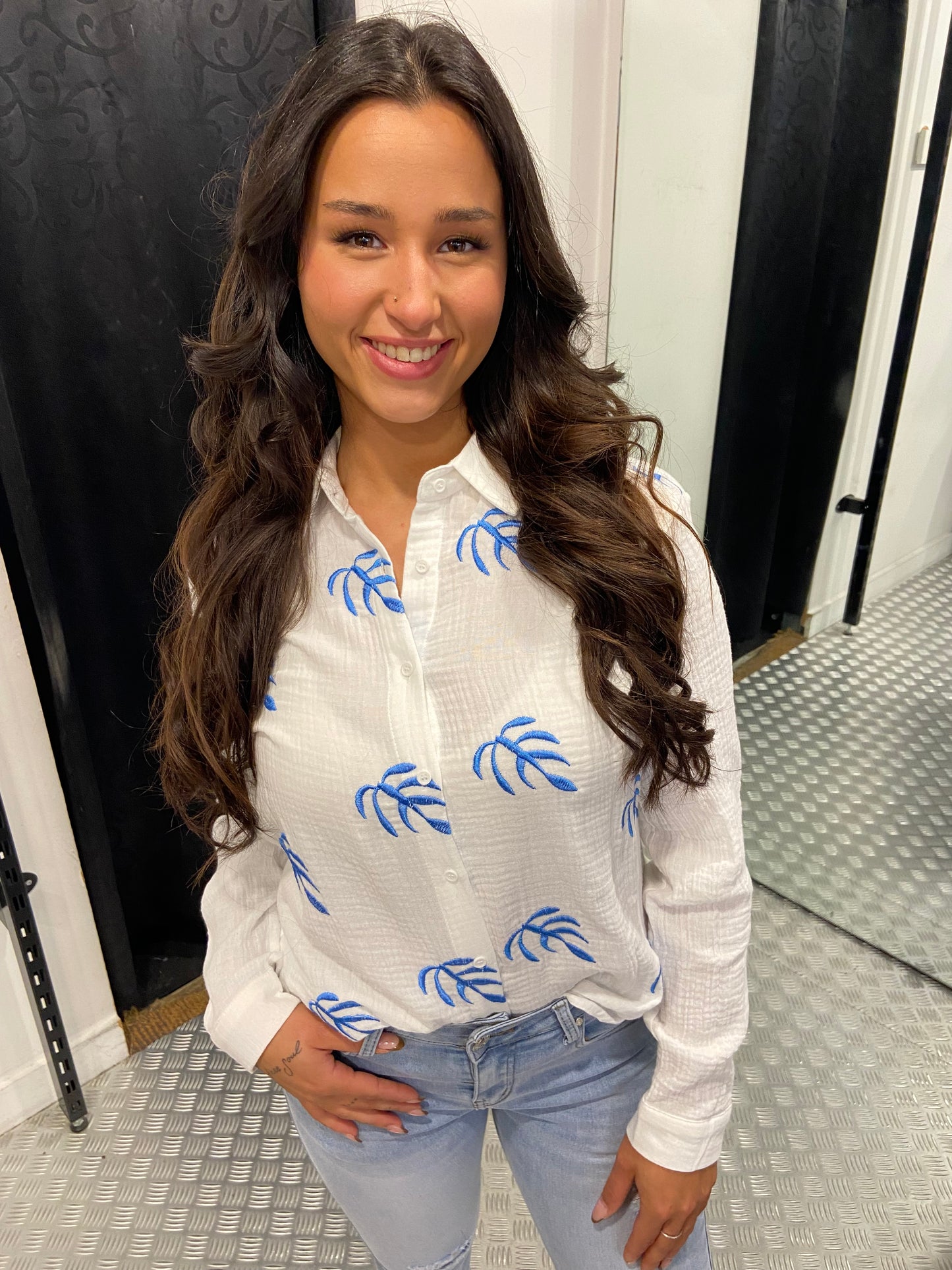 Leaf cotton blouse