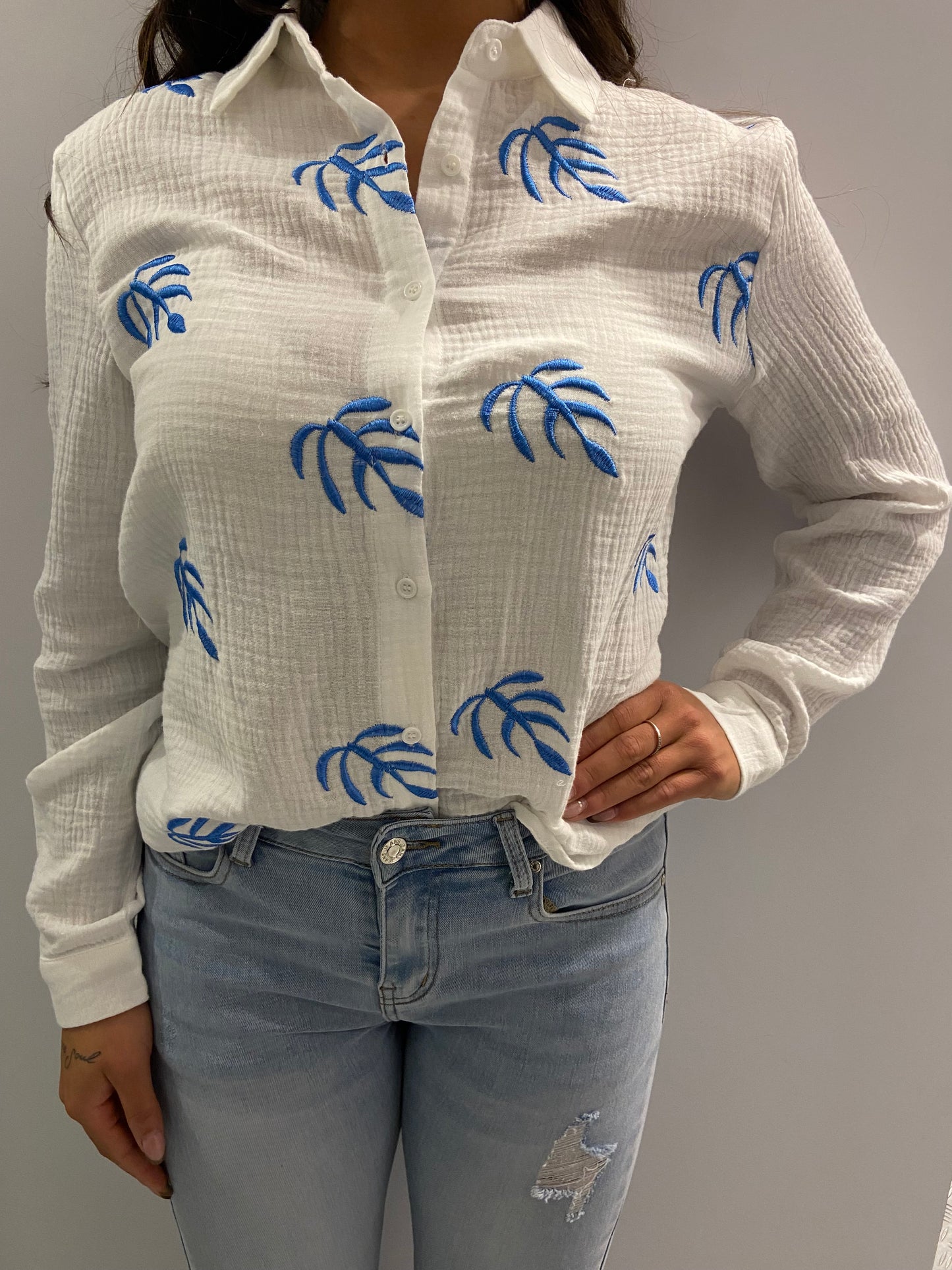 Leaf cotton blouse