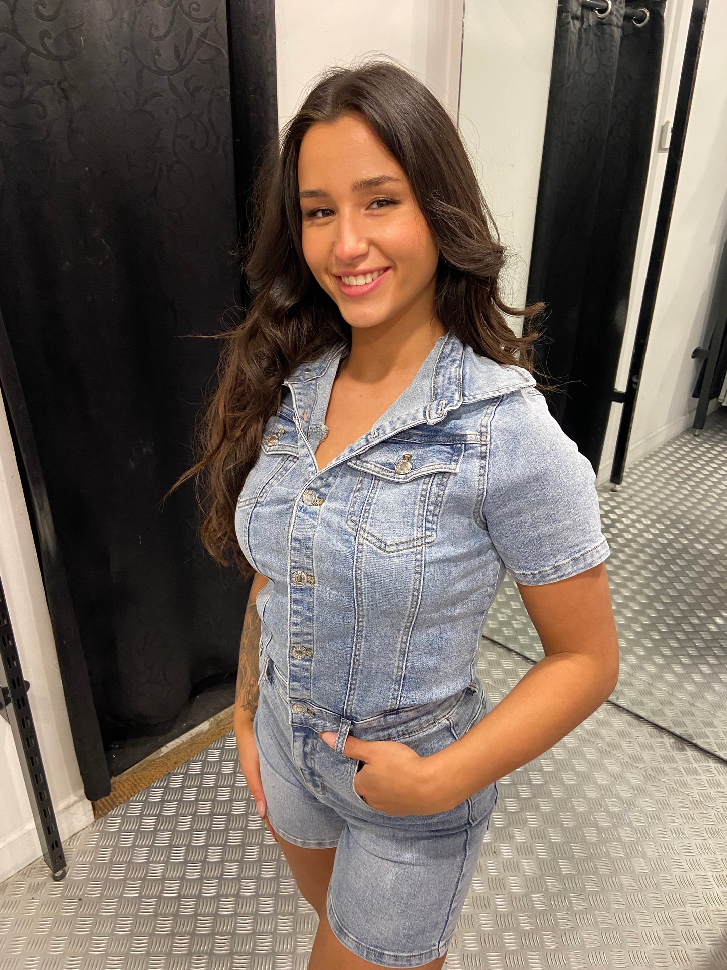 Denim playsuit