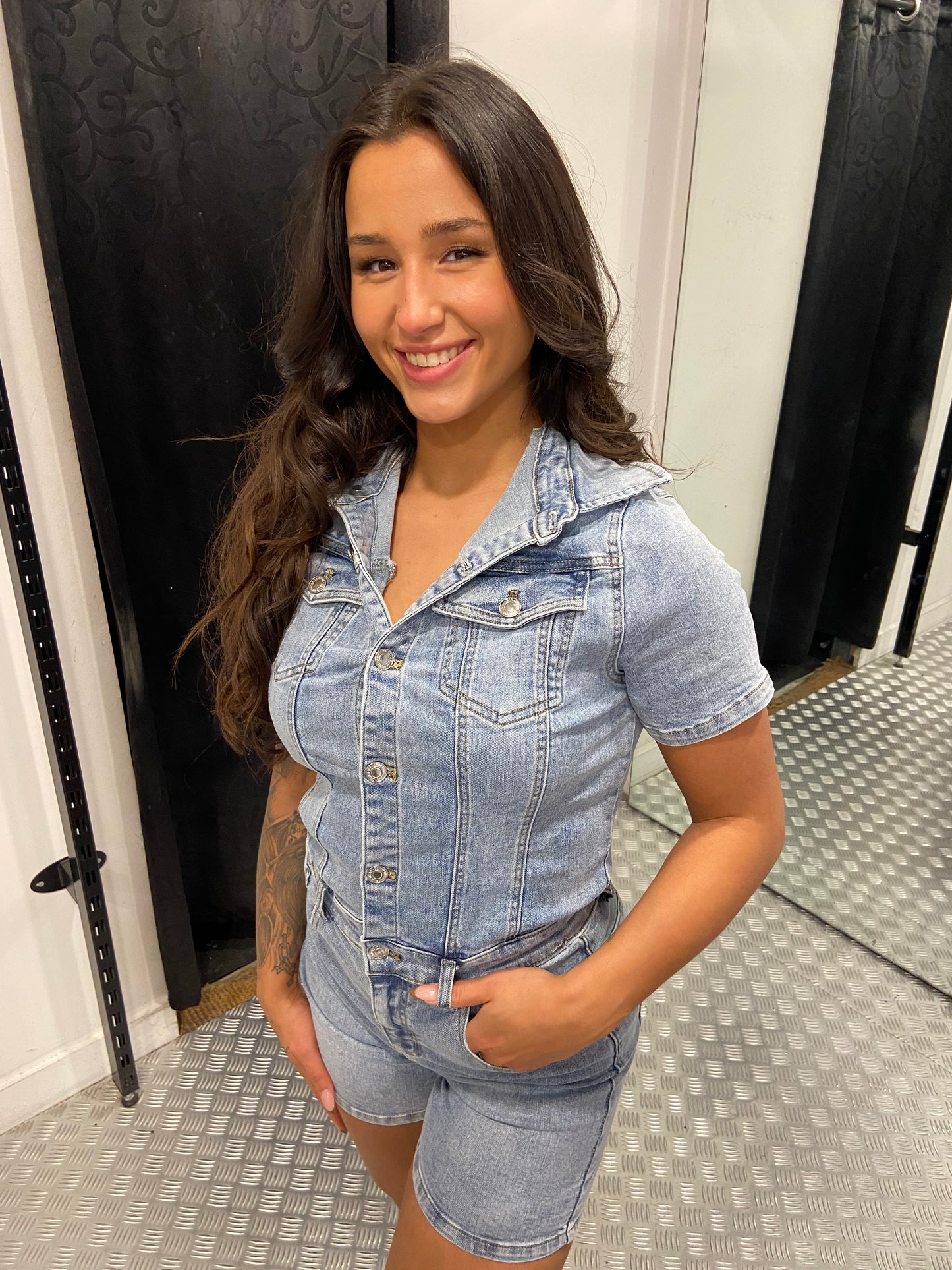 Denim playsuit