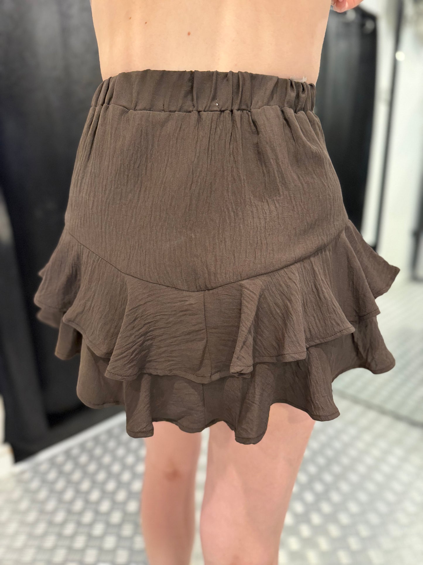Brown ruffle skort