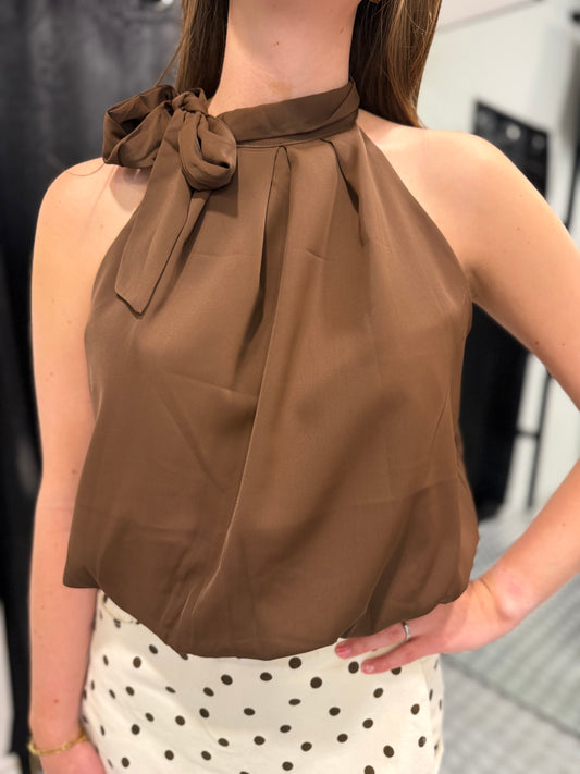 Brown bow tie top