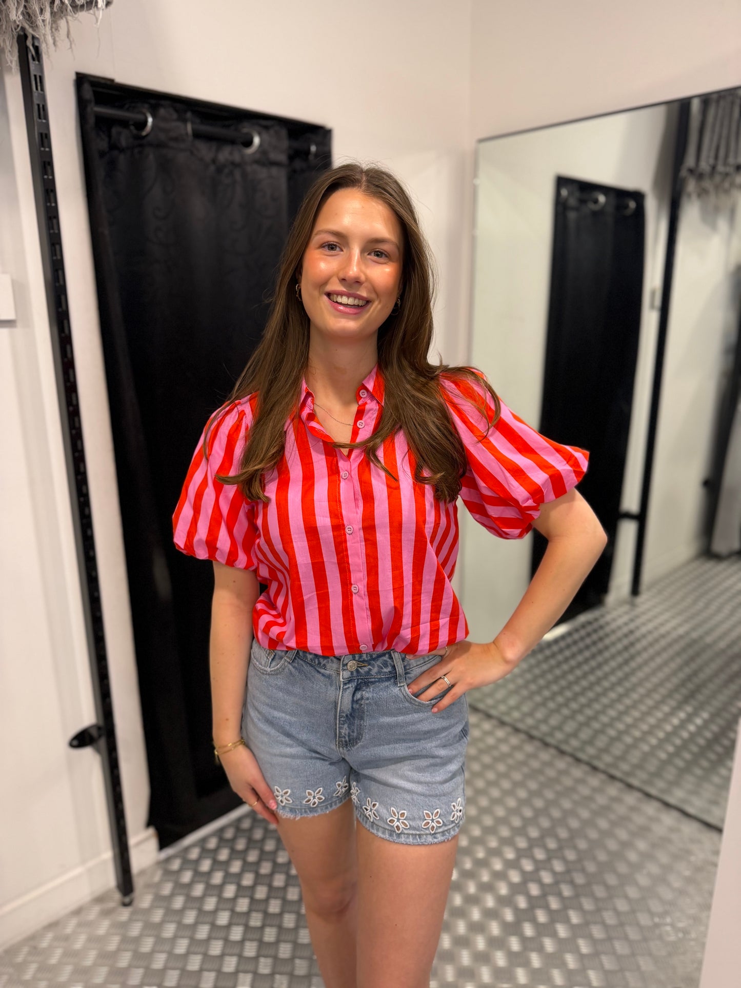 Summer shiny striped blouse